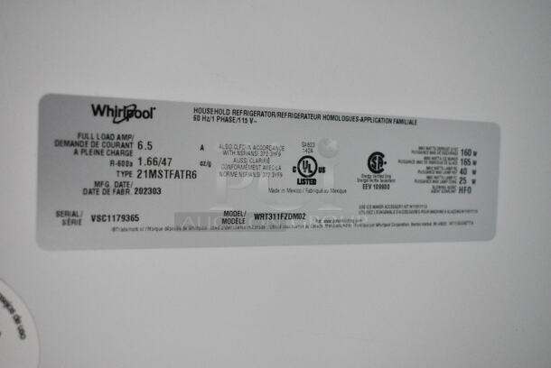 BRAND NEW SCRATCH AND DENT! 2023 Whirlpool WRT311FZDM02 Stainless Steel Cooler w/ Freezer. 115 Volts, 1 Phase. Tested and Working! - Image 10 of 10