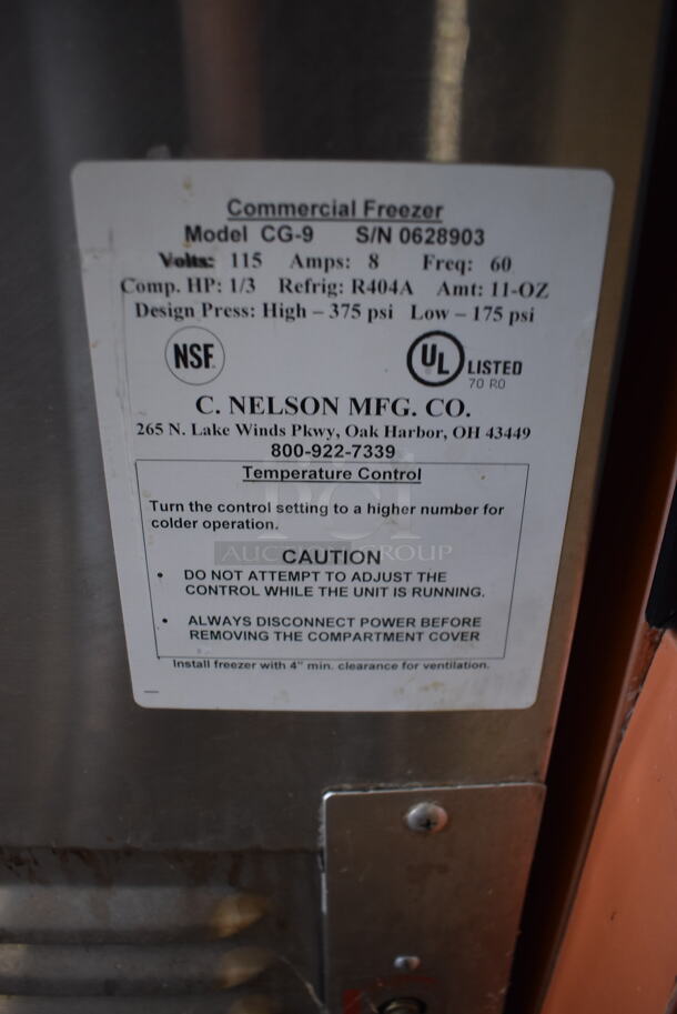 Nelson CG-9 Stainless Steel Commercial Chest Freezer Merchandiser on Commercial Casters. 115 Volts, 1 Phase. 37x27x38. Tested and Working! - Image 6 of 7