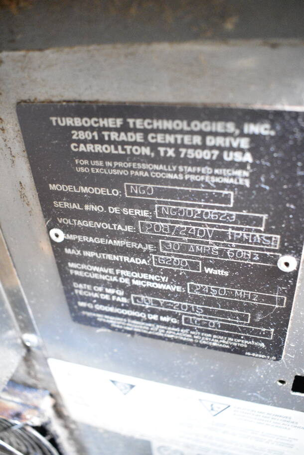 2015 Turbochef NGO Metal Commercial Countertop Electric Powered Rapid Cook Oven. 208/240 Volts, 1 Phase. - Image 4 of 4