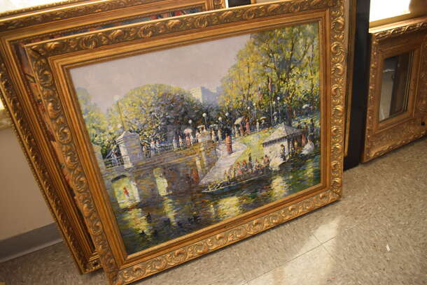Framed Canvas Painting Reproduction of Boston Public Gardens by John C Terelak From Art Dealer Ed Mero! - Image 7 of 10