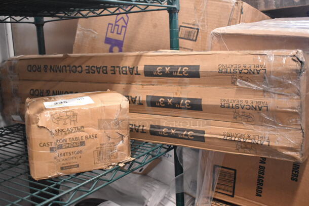 4 BRAND NEW SCRATCH AND DENT! Boxes; 3 Lancaster Table & Seating 37" Table Base Column and Rod and 1 Box of 4 Lancaster Table & Seating 10" Cast Iron Table Base Spider. 4 Times Your Bid! - Image 2 of 5