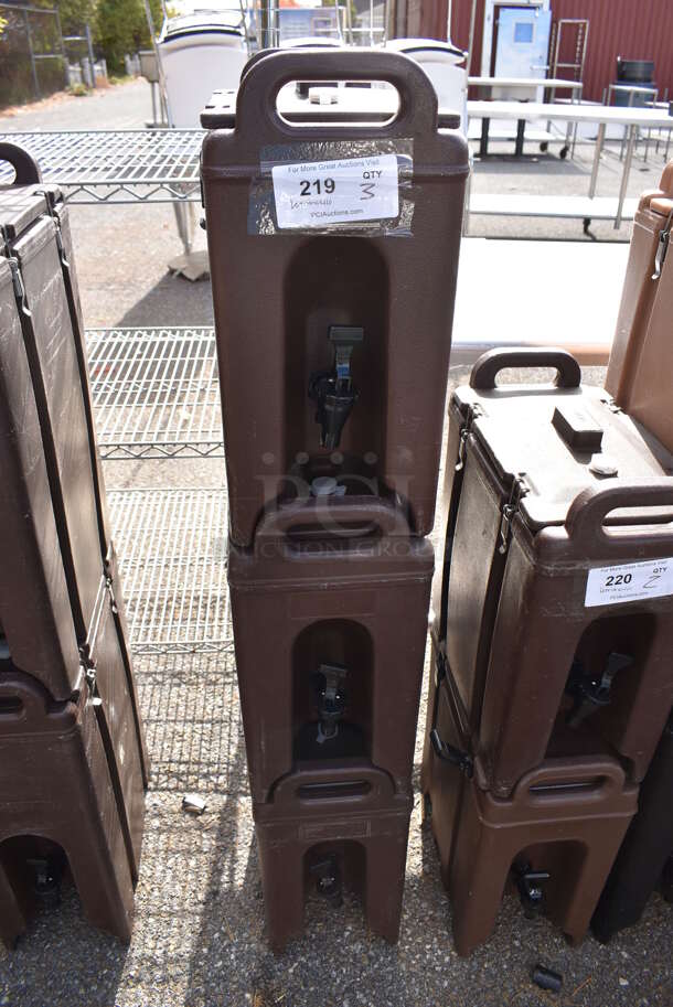 3 Cambro 250LCD Brown Poly Insulated Beverage Holder Dispensers. 9x16.5x18. 3 Times Your Bid!