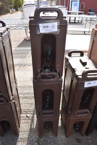 3 Cambro 250LCD Brown Poly Insulated Beverage Holder Dispensers. 9x16.5x18. 3 Times Your Bid!