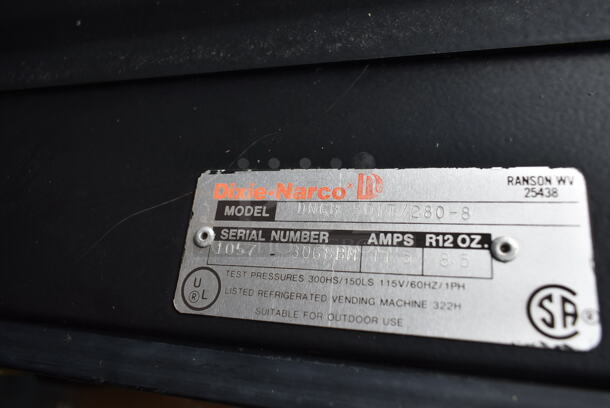 Dixie Narco DNCB 501T / 280-8 Metal Commercial Canned Soda Vending Machine w/ Coin Acceptor. 115 Volts, 1 Phase. Tested and Working! - Image 7 of 7
