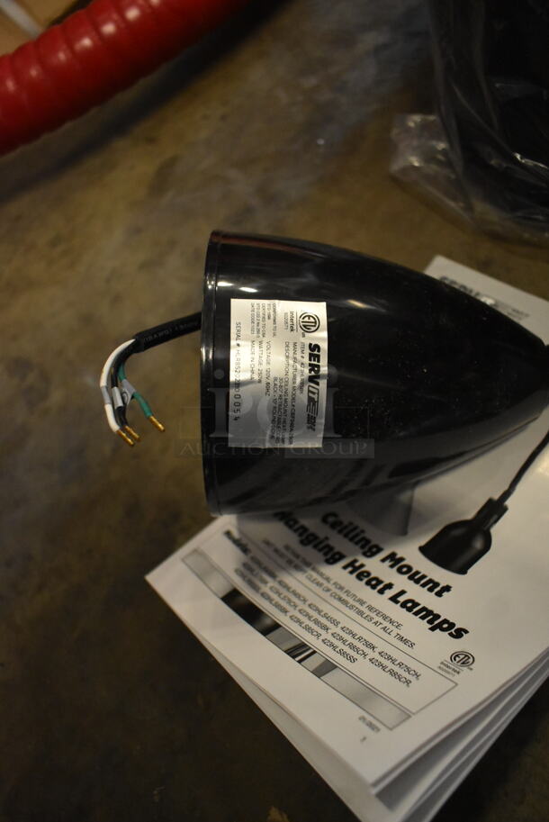 BRAND NEW SCRATCH AND DENT! ServIt 423HLR85BK  Retractable Cord Ceiling Mount Heat Lamp with Modern Black Finish Round Dome Shade. 120 Volts, 1 Phase. - Image 7 of 7