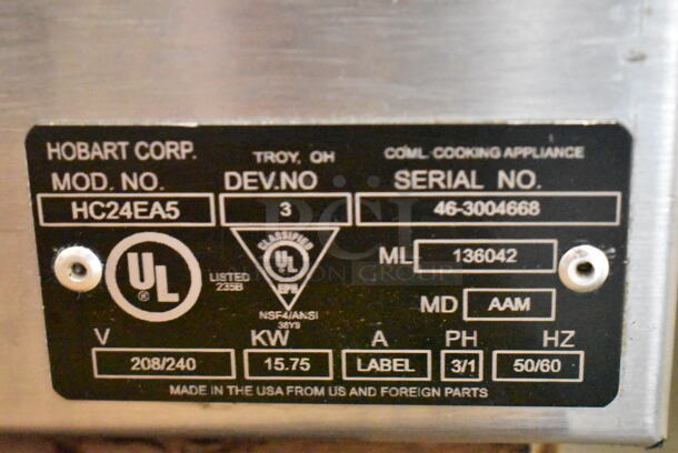 Hobart HC24EA5 Stainless Steel Commercial Countertop Electric Powered Single Deck Steam Cabinet. 208/240 Volts, 3/1 Phase.  - Image 4 of 4
