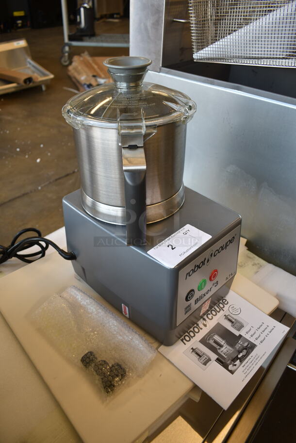 BRAND NEW SCRATCH AND DENT! Robot Coupe Blixer 3 Series D Stainless Steel Commercial Countertop Food Processor w/ Bowl, Lid and S Blade. 120 Volts, 1 Phase. Tested and Working! - Image 6 of 11