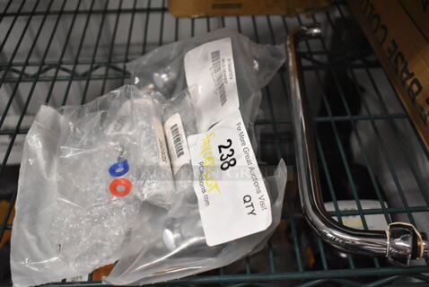 BRAND NEW SCRATCH AND DENT! Lot of Faucet Pieces Including Chicago 184-PPNF Lever Handles, Chicago Faucet AB540-043KCP