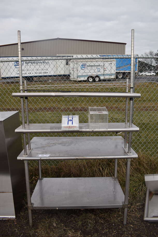 Stainless Steel Commercial Table w/ Commercial Can Opener, Mount, 2 Tier Over Shelf and Under Shelf. 48x30x83