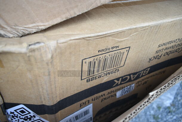 PALLET LOT of 20 BRAND NEW Boxes Including TRL-CS-10 World Centric 36-60 oz. Clear Compostable PLA Lid - 400/Case, 395TO961 EcoChoice 9" x 6" x 3" Compostable Sugarcane / Bagasse 1 Compartment Take-Out Container - 200/Case, B4545-W Elite Global Solutions B4545-W Simplicity 12 oz. White Round Melamine Bowl, 129MCR38B Choice 38 oz. Black Round Microwavable Heavy Weight Container with Lid - 150/Case, Libbey 5139 16 oz Mixing Glass, 274MOPBCKTYE Lavex 35 Qt. Yellow Mop Bucket & Side Press Wringer Combo, 433NHT101 Choice 1/6 Standard Size White "Thank You" Standard-Duty Plastic T-Shirt Bag - 700/Case, Dart Conex 20SL Translucent Lid with Straw Slot, Mompush Lithe V2 T3500M, 712B554B Speed Rail, Dart 10CPWCR Concorde 10 1/4" 3 Compartment White Non-Laminated Round Foam Plate, 395TO961 EcoChoice 9" x 6" x 3" Compostable Sugarcane / Bagasse 1 Compartment Take-Out Container - 200/Case. 20 Times Your Bid!  - Image 9 of 12