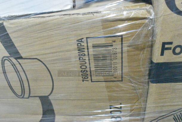 PALLET LOT of 20 BRAND NEW Boxes Including H7658HC, 2 Box 760SOUP8WPA Choice 8 oz. White Double Poly-Coated Paper Food Cup with Vented Paper Lid - 250/Case, 966UPWIDEB-500 OneUp by Choice White 1-Ply Wide Interfold 6 1/2" x 8 1/2" Dispenser Napkin - 6000/Case, Dart Conex Complements 400PC 4 oz. Clear Plastic Souffle / Portion Cup - 2500/Case, 356B763FDIF Delco Heavy Dominion by 1880 Hospitality B763FDIF 7 1/8" 18/0 Stainless Steel Heavy Weight Dinner Fork - 36/Case, 2 Box 612FS7800 Choice Full Size Foil Steam Table Pan Medium 2 3/16" Depth - 50/Case, 2 Box 795PTOKFT3 Choice Kraft Microwavable Folded Paper #3 Take-Out Container 7 3/4" x 5 1/2" x 2 1/2" - 200/Case, 612509PCO Choice 9" Round Standard Weight Foil Take-Out Pan with Dome Lid - 200/Case, 612FS7800 Choice Full Size Foil Steam Table Pan Medium 2 3/16" Depth - 50/Case, 4 Box 130WSPOON Choice Medium Weight White Plastic Teaspoon - 1000/Case, 0700602 Dispenser, 394325L Noble NexGen Powder-Free Disposable Blue Hybrid 3 Mil Thick Gloves - Large - 1000/Case, 3 Box 500MFTN Lavex Natural Brown Kraft M-Fold (Multifold) Towel - 4000/Case. 20 Times Your Bid!  - Image 9 of 12