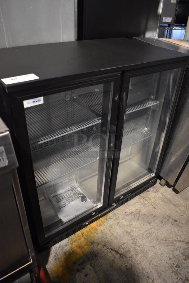 BRAND NEW SCRATCH AND DENT! KoolMore BC-2DSW-BK Metal Commercial 2 Door Cooler Merchandiser w/ Poly Coated Racks. 115 Volts, 1 Phase. 35.5x20x35. Tested and Working! - Image 3 of 8