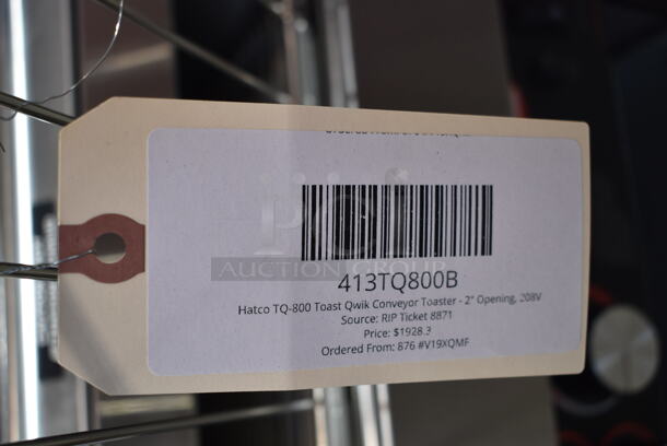BRAND NEW SCRATCH AND DENT! Hatco TQ800 Toast Qwik Stainless Steel Countertop Conveyor Toaster - 2" Opening. 208 Volts, 1 Phase. - Image 7 of 8