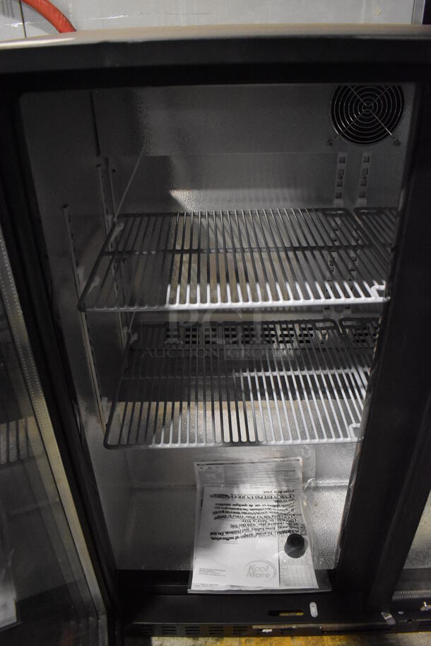 BRAND NEW SCRATCH AND DENT! KoolMore BC-2DSW-BK Metal Commercial 2 Door Cooler Merchandiser w/ Poly Coated Racks. 115 Volts, 1 Phase. 35.5x20x35. Tested and Working! - Image 6 of 8