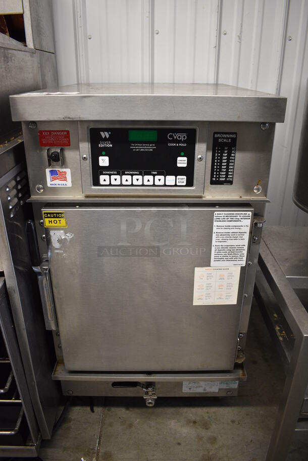 2017 Winston Model CAC503GE CVap Stainless Steel Commercial Single Door Warming Heated Cabinet. 120 Volts, 1 Phase. 19.5x27.5x35.5. Cannot Test Due To Plug Style