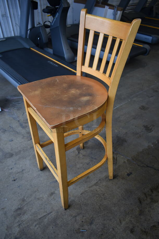 22 Wood Pattern Bar Height Chairs w/ Vertical Back Rest Bars. 22 Times Your Bid! - Image 5 of 5