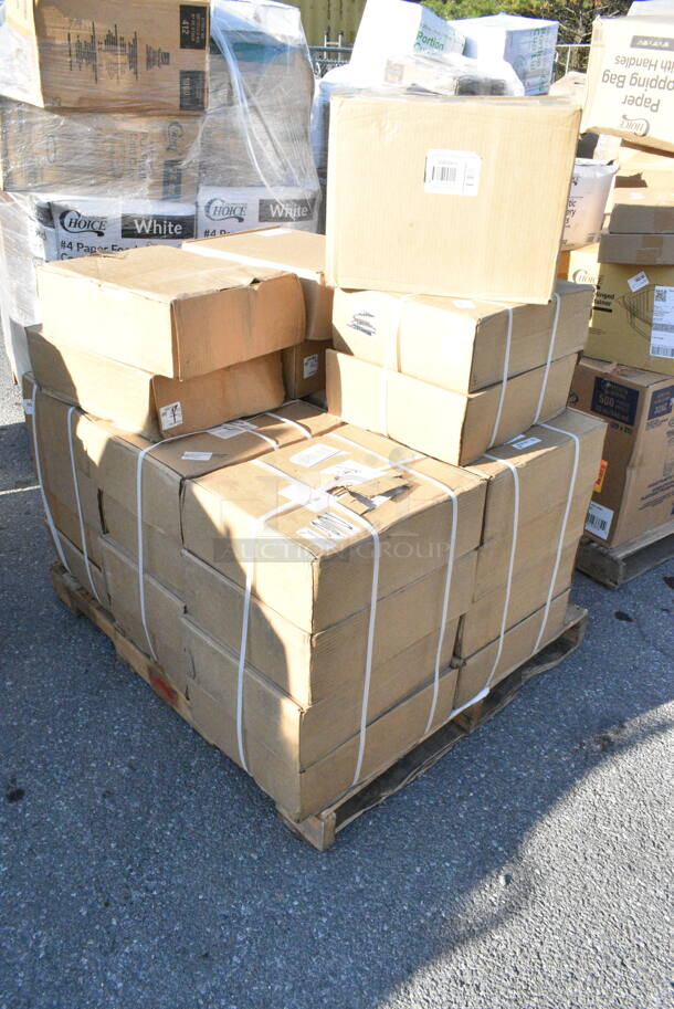 31 BRAND NEW Boxes Including 24 Box Medique 712MTM 3-Shelf Empty First Aid Cabinet with Pockets, QSB104CL Regency Clear Shelf Bin, 17 7/8" x 6 5/8" x 4" - 20/Case. 31 Times Your Bid!  - Image 1 of 12