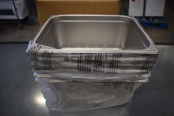 6 BRAND NEW IN BOX! Winco SPJH-206 Stainless Steel 1/2 Size Drop In Bins. 1/2x6. 6 Times Your Bid!