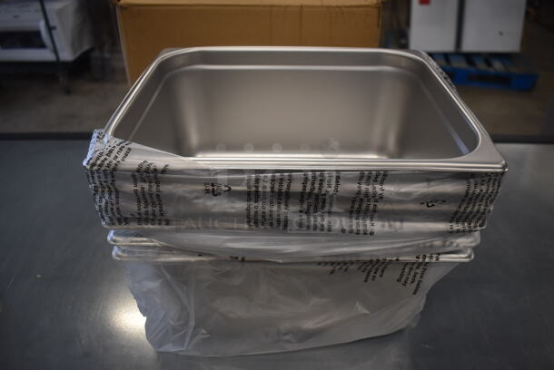 6 BRAND NEW IN BOX! Winco SPJH-206 Stainless Steel 1/2 Size Drop In Bins. 1/2x6. 6 Times Your Bid! - Image 1 of 4