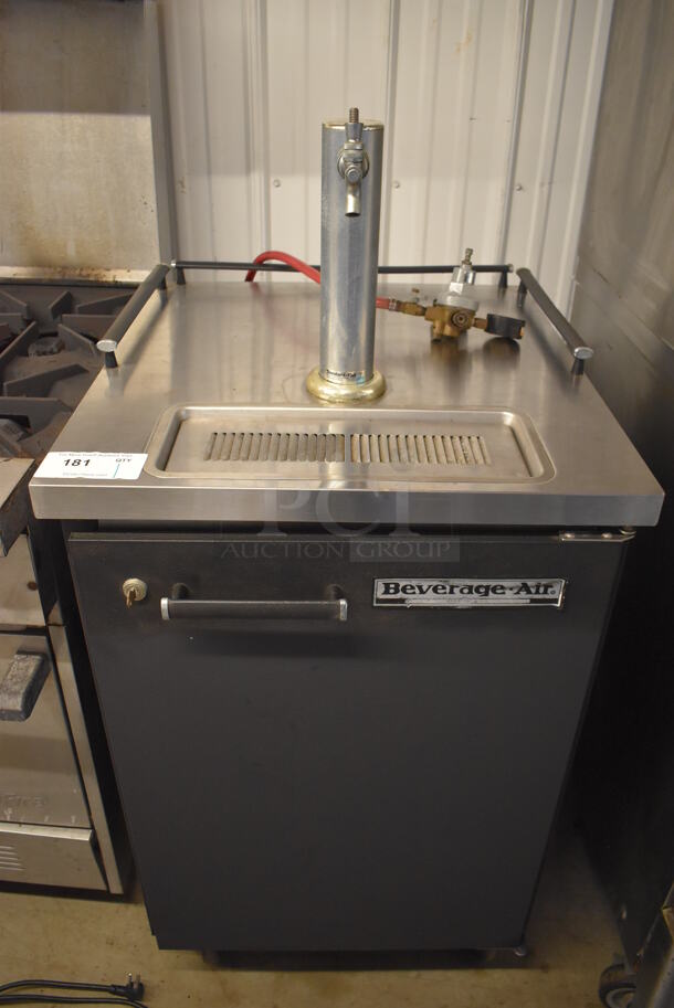Beverage Air BM23 Metal Commercial Direct Draw Kegerator w/ Beer Tower and Coupler on Commercial Casters. 115 Volts, 1 Phase. 24x28x49.5. Tested and Powers On But Does Not Get Cold