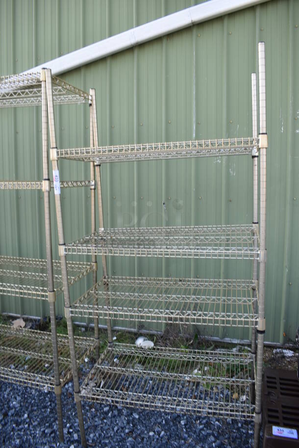 Gold Finish 4 Tier Wire Shelving Unit. BUYER MUST DISMANTLE. PCI CANNOT DISMANTLE FOR SHIPPING. PLEASE CONSIDER FREIGHT CHARGES. 36x21x75 - Image 3 of 3