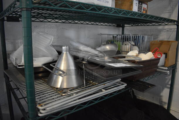 ALL ONE MONEY! Tier Lot of Various Items Including Racks, Basket, Gyro Skillets