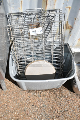ALL ONE MONEY! Lot of Metal Racks in Poly Bin