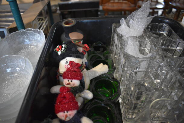 ALL ONE MONEY! Lot of Various Items Including Snowmen Decorations and Tea Light Holders in Black Bus Bin - Image 3 of 6