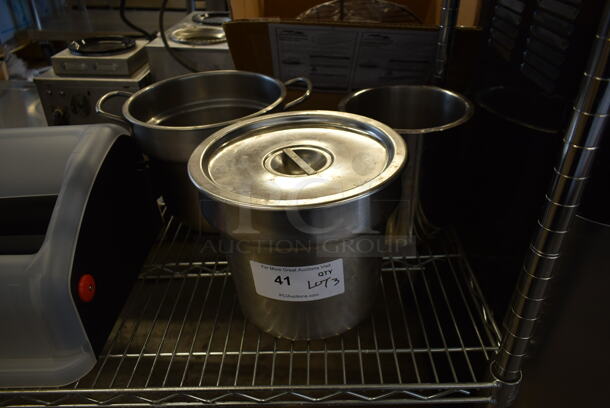 ALL ONE MONEY! Lot of 3 Stainless Steel Bins w/ 1 Lid. - Image 1 of 2