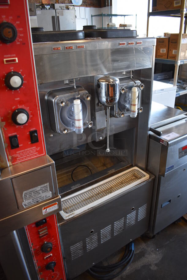 Taylor Model 342D-27 Stainless Steel Commercial Floor Style Air Cooled 2 Flavor Frozen Beverage Machine w/ Drink Mixer Attachment on Commercial Casters. 208-230 Volts, 1 Phase. 27x34x61 - Image 3 of 9