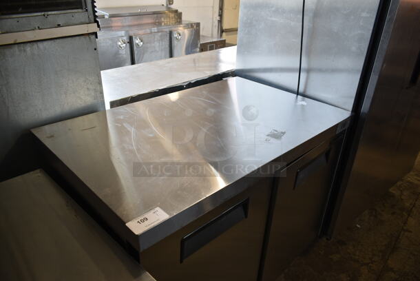 BRAND NEW SCRATCH AND DENT! Bluelinetech BUC48FA Stainless Steel Commercial 2 Door Undercounter Freezer on Commercial Casters. 115 Volts, 1 Phase. Tested and Working! - Image 2 of 7