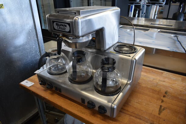 Bunn Stainless Steel Commercial Countertop 5 Burner Coffee Machine w/ Metal Brew Basket and 3 Coffee Pots. - Image 2 of 7