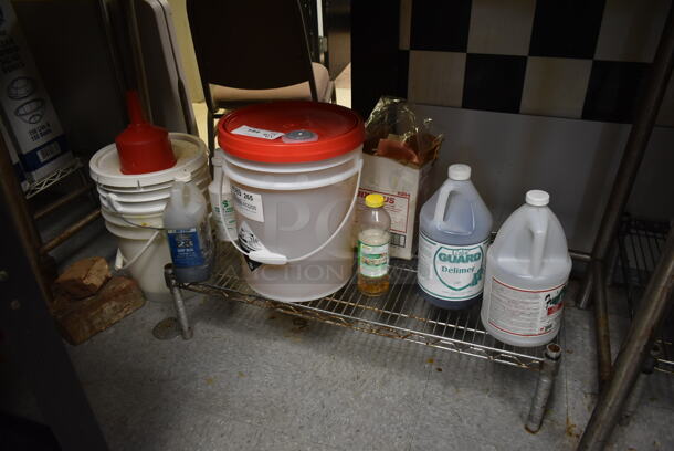 ALL ONE MONEY! Lot of Metal Wire Dunnage Rack w/ Contents. (dish room) - Image 1 of 4