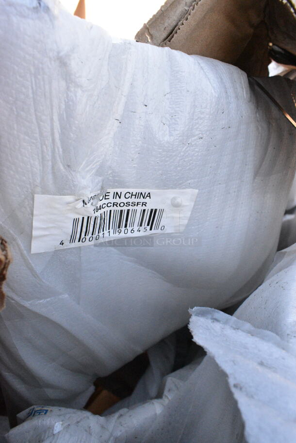 6 BRAND NEW Boxes Including 164CUSHMTLBK Lancaster Table & Seating 2 1/2" Black Vinyl Padded Seat for Metal Frame Seating, 164CCROSSFR Cross Back Chair, 349D3048VXBK Lancaster Table &amp; Seating 30" x 48" Rectangular Standard Height Wood Butcher Block Table with 4 Black Cross Back Chairs - Vintage, 349D2430VINX Lancaster Table &amp; Seating 24" x 30" Rectangular Standard Height Wood Butcher Block Table with Vintage Finish and Cast Iron Cross Base Plate. 6 Times Your Bid!  - Image 3 of 7