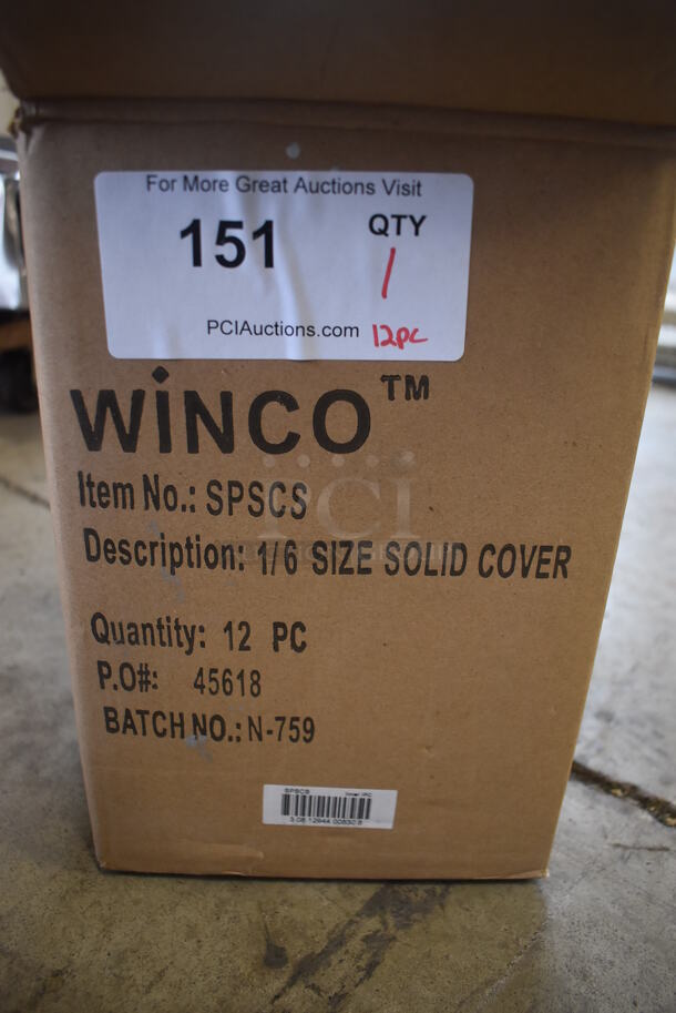 12 BRAND NEW IN BOX! Winco SPSCS Stainless Steel 1/6 Size Drop In Bin Lids. 12 Times Your Bid! - Image 3 of 3