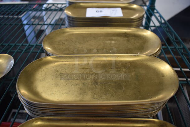 48 Gold Finish Metal Oval Trays. 9.5x4x0.25. 48 Times Your Bid! - Image 1 of 3