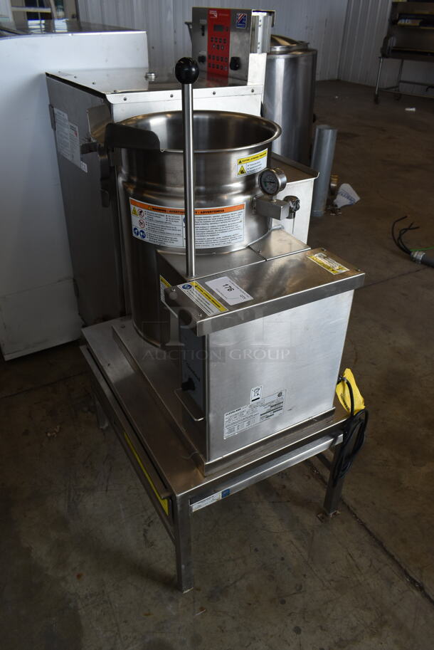 2014 Cleveland KGT-6-T Stainless Steel Commercial Natural Gas Powered Floor Style 6 Gallon Tilting Steam Kettle. 34,000 BTU.  - Image 3 of 9