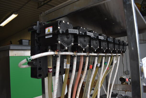 ALL ONE MONEY! Lot of 8 Soda Pumps on Chrome Finish Soda Rack! 31x16x75 - Image 3 of 4