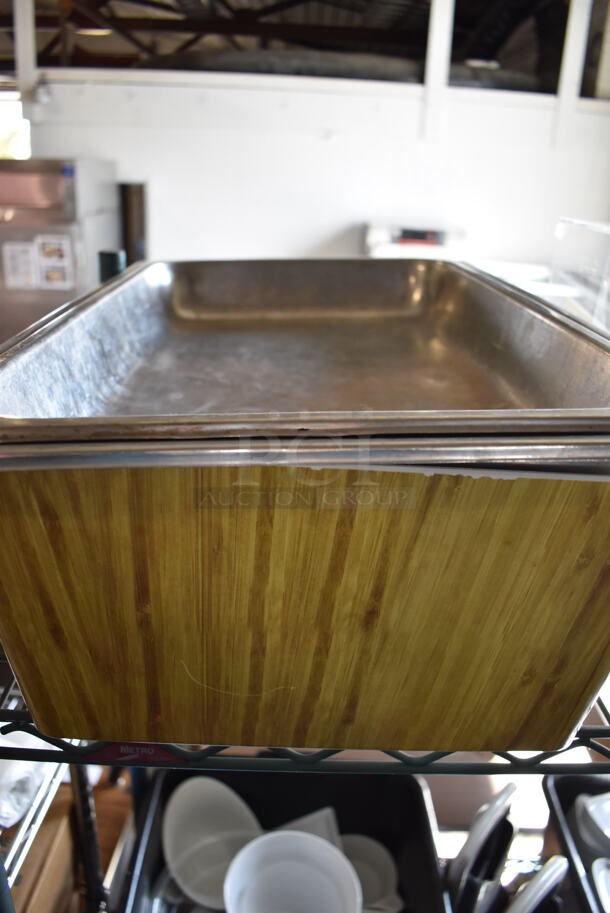 ALL ONE MONEY! Lot of Green Finish 4 Tier Shelving Unit on Commercial Casters w/ Contents Including 3 Bagel Cutters, Poly Bowls, Poly Trays, Ceramic Vases, Ceramic Plates. BUYER MUST DISMANTLE. PCI CANNOT DISMANTLE FOR SHIPPING. PLEASE CONSIDER FREIGHT CHARGES. 48x18x80.  - Image 12 of 12