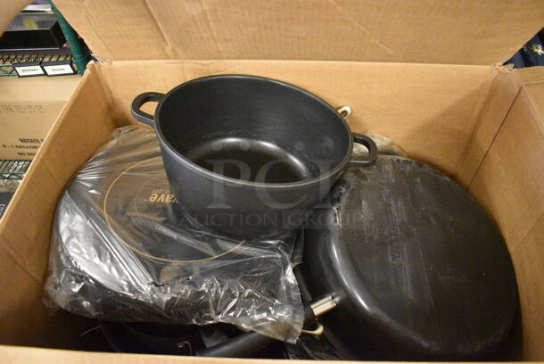 ALL ONE MONEY! Lot of Various Items Including Metal Stock Pots and Skillets.