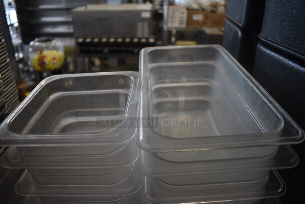 ALL ONE MONEY! Lot of 15 Clear Poly Drop In Bins; Three 1/9x4,  Seven 1/6x4, Five 1/3x6 - Image 2 of 3