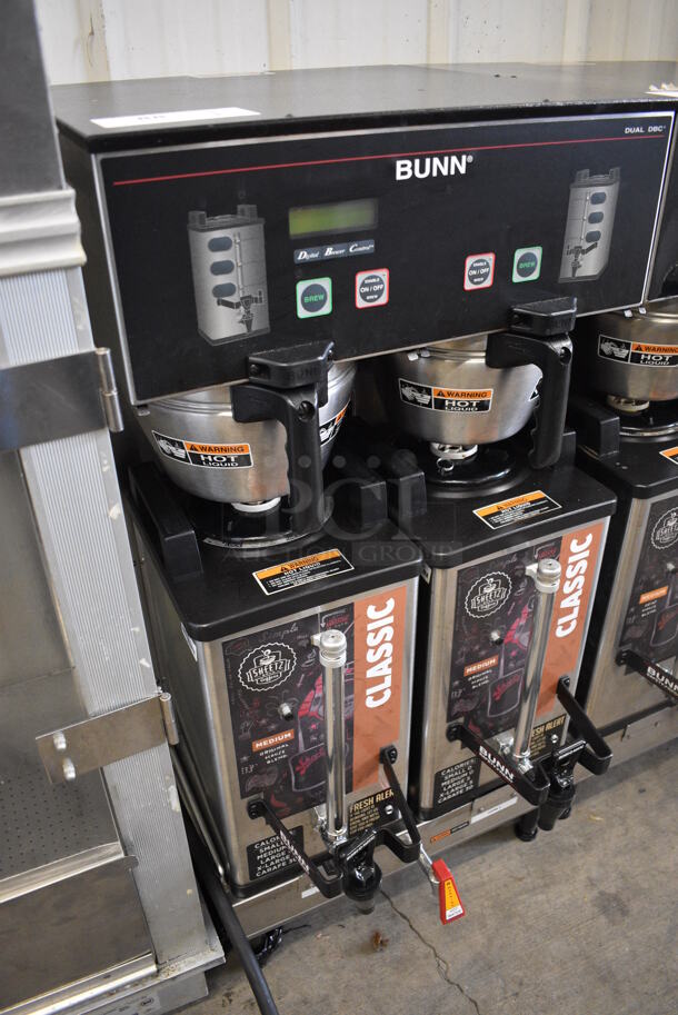 2017 Bunn Model DUAL SH DBC Stainless Steel Commercial Countertop Dual Coffee Machine w/ Hot Water Dispenser, 2 Stainless Steel Brew Baskets and 2 Bunn Model SH SERVER Satellite Servers. 120/208-240 Volts, 1 Phase. 18x24x36. Tested and Working! - Image 3 of 6