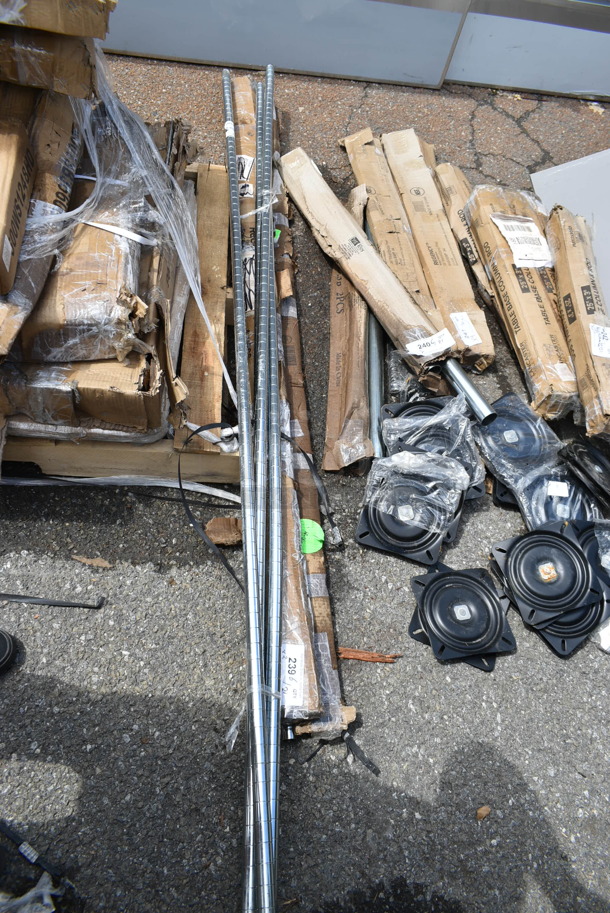 Lot of 12 BRAND NEW SCRATCH AND DENT! Regency 460EGP74/460EGC74 Chrome Finish Poles for Shelving Unit.  - Image 1 of 7
