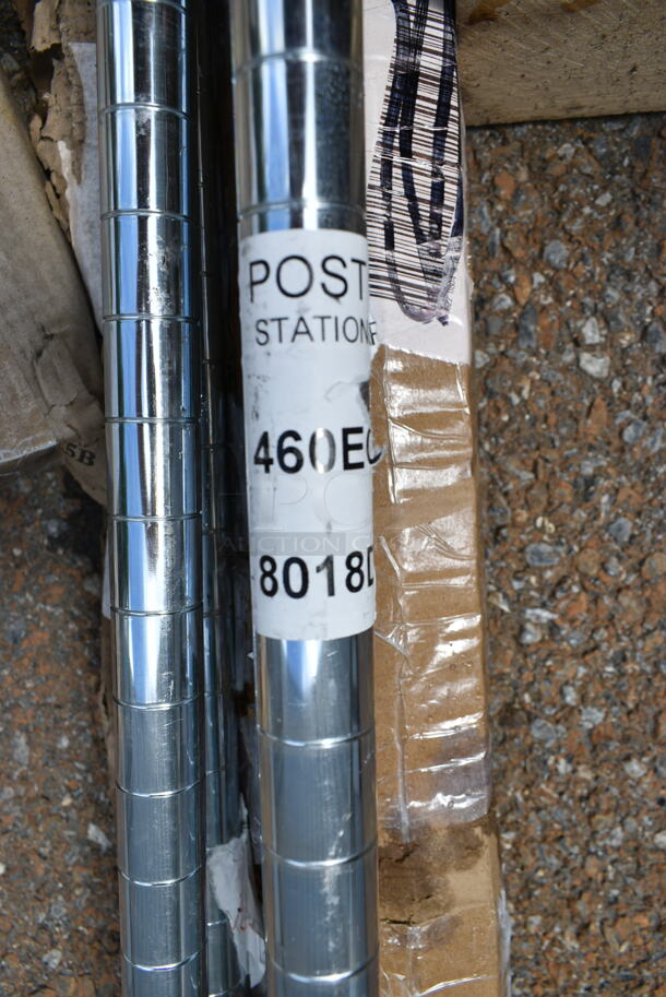Lot of 12 BRAND NEW SCRATCH AND DENT! Regency 460EGP74/460EGC74 Chrome Finish Poles for Shelving Unit.  - Image 3 of 7