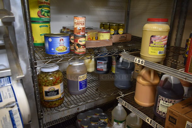 Wire Shelving Units. Does Not Come w/ Contents. BUYER MUST REMOVE: BUYER MUST DISMANTLE. PCI CANNOT DISMANTLE FOR SHIPPING. PLEASE CONSIDER FREIGHT CHARGES. (dish room) - Image 4 of 12