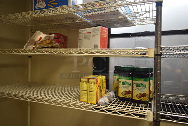 Wire Shelving Units. Does Not Come w/ Contents. BUYER MUST REMOVE: BUYER MUST DISMANTLE. PCI CANNOT DISMANTLE FOR SHIPPING. PLEASE CONSIDER FREIGHT CHARGES. (dish room) - Image 8 of 12