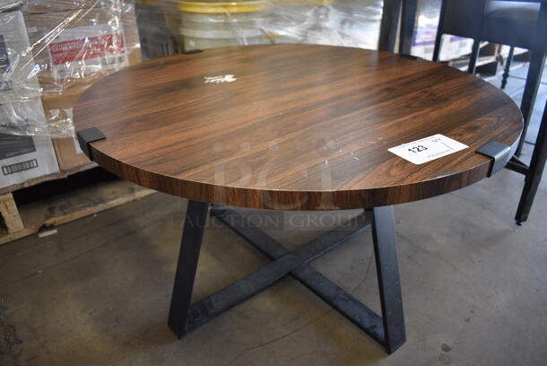 Wooden Round Tabletop on Black Metal Frame. 30.5x30.5x17 - Image 3 of 3