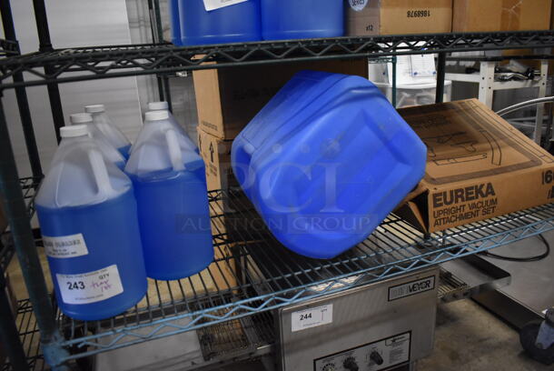 ALL ONE MONEY! Tier Lot of Various Items Including 5 Jugs of Glass Cleaner, Eureka Upright Vacuum Attachment Set Pieces and Blue Container - Image 1 of 5
