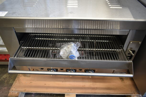BRAND NEW SCRATCH AND DENT! Cooking Performance Group CPG 351S36SBN Stainless Steel Commercial Natural Gas Powered Salamander Broiler Cheese Melter. 36,000 BTU. Tested and Working! - Image 7 of 8