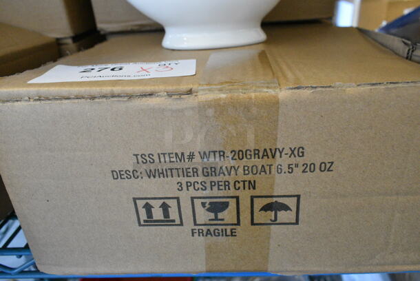 3 Box of 3 BRAND NEW SCRATCH AND DENT! 10 Strawberry Street WTR-20GRAVY-XG Whittier 20 oz. White Porcelain Gravy Boat. 3 Times Your Bid!  - Image 4 of 6
